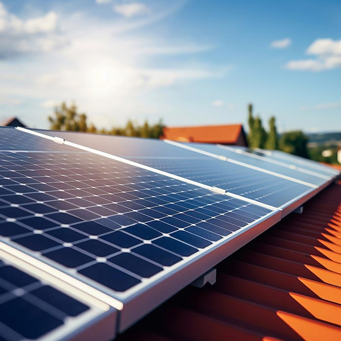 Photovoltaikanlage auf einem Hausdach zur Stromgewinnung